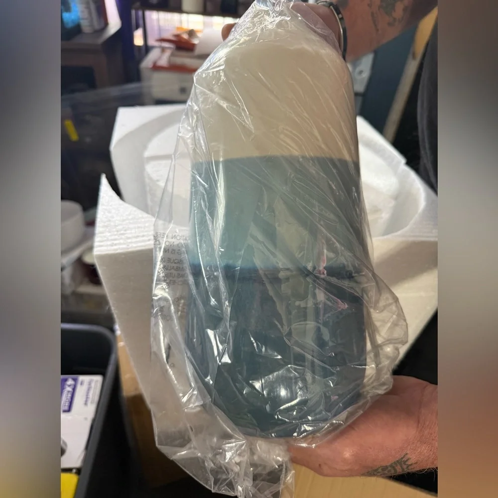 Ceramic Ombre Blue Table Lamp with White Shade - Picture 6 of 9